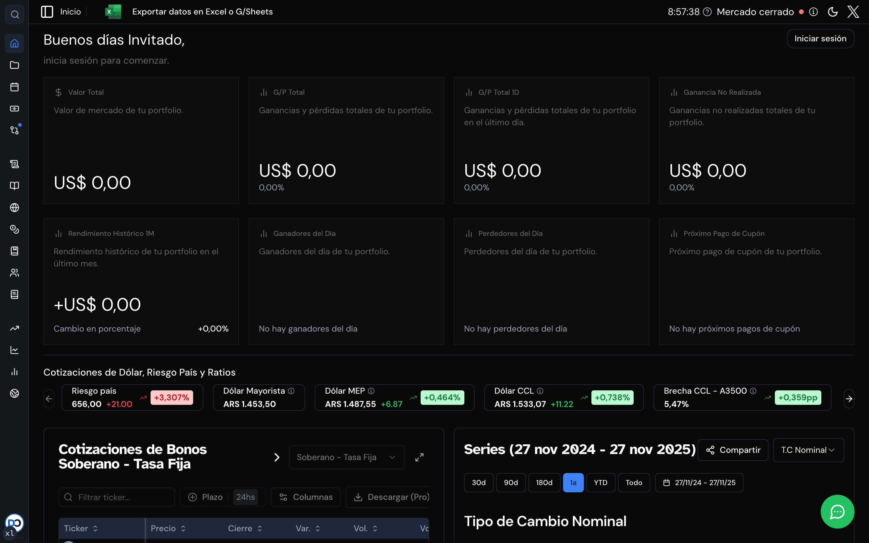 Nuevo Dashboard: Home rediseñado con métricas de portfolio